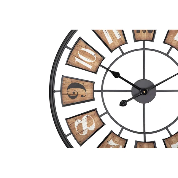 Utopia Alley CL45WD 27 in. Metal Wall Clock with Black Frame & Wood Colored Panels