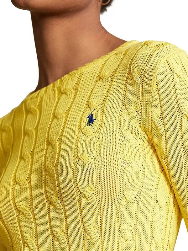 Polo Ralph Lauren Women's Cable Knit Sweater - Elite Yellow - Size Large