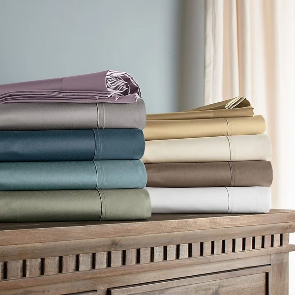 Legends Hotel Supima Cotton Wrinkle-Free Sateen Deep Pocket Flat Sheet - Mocha - Brown - Size Oversized Queen, The Company Store