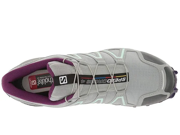 Salomon Women's Speedcross 4 Running Trail Shoes Quarry, Acai, Fair Aqua 5.5