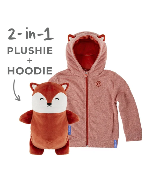 Cubcoats Flynn The Fox - 2-in-1 Transforming Hoodie and Soft Plushie - Burnt Orange