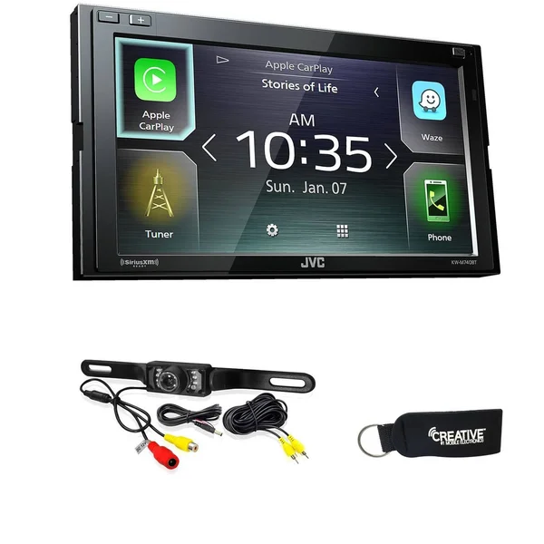 JVC Kw-m740bt Compatible with CarPlay - Android Auto 2-DIN AV Receiver (No CD Drive) with Back Up Camera