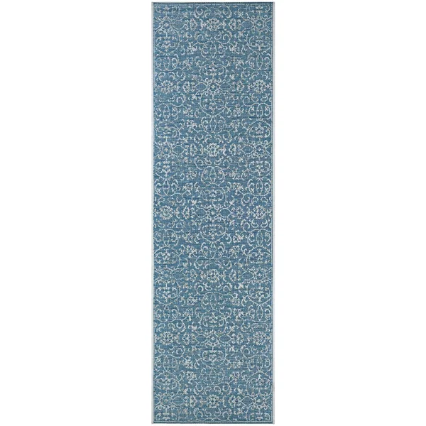 Dream Decor Rugs Carriage House Morning Glory/Navy-Ivory Indoor/Outdoor Area Rug - 5&10 x 9&2 - Beige