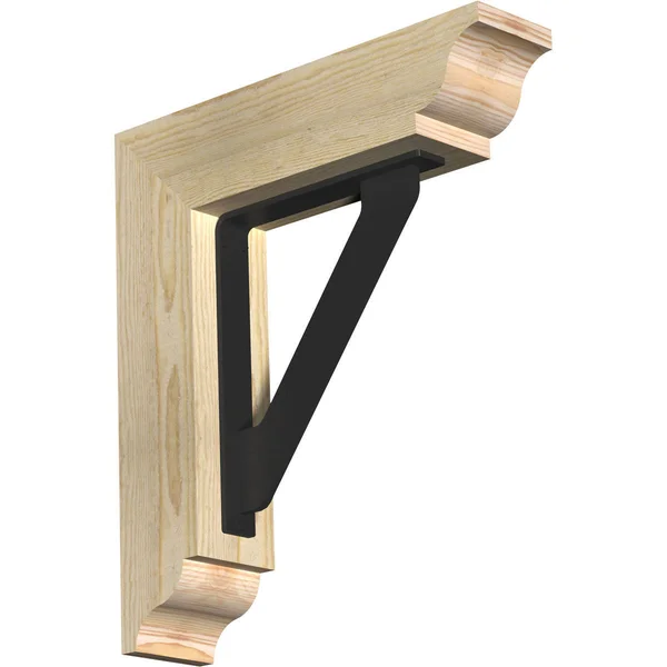 Ekena Millwork 4x22W x 18x22D x 20x22H Traditional Traditional Ironcrest Rough Sawn BRACKET, Douglas Fir (1 1/2x22W x 10x22D x 1