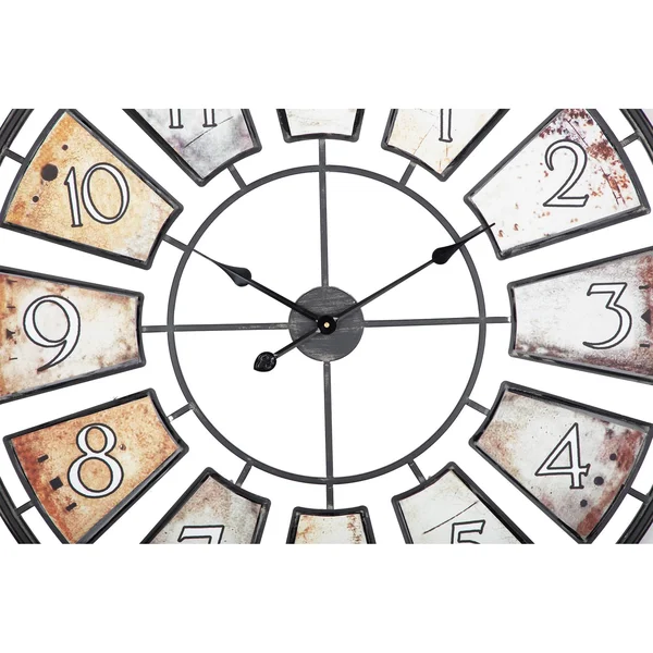 Utopia Alley CL44ML 35 in. Metal Wall Clock with Black Frame & Colored Panels