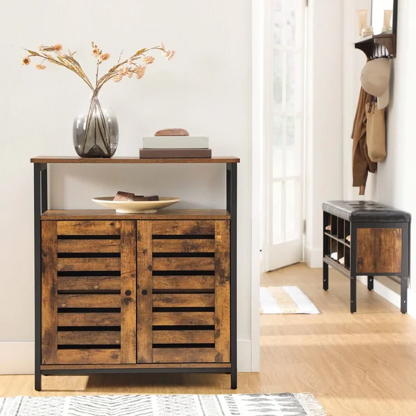 VASAGLE Industrial Brown Storage Side Cabinet with Shelf