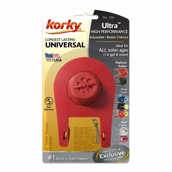 Korky 100bp Ultra High Performance Flapper Fits Most Toilets - Long Lasting RUBB
