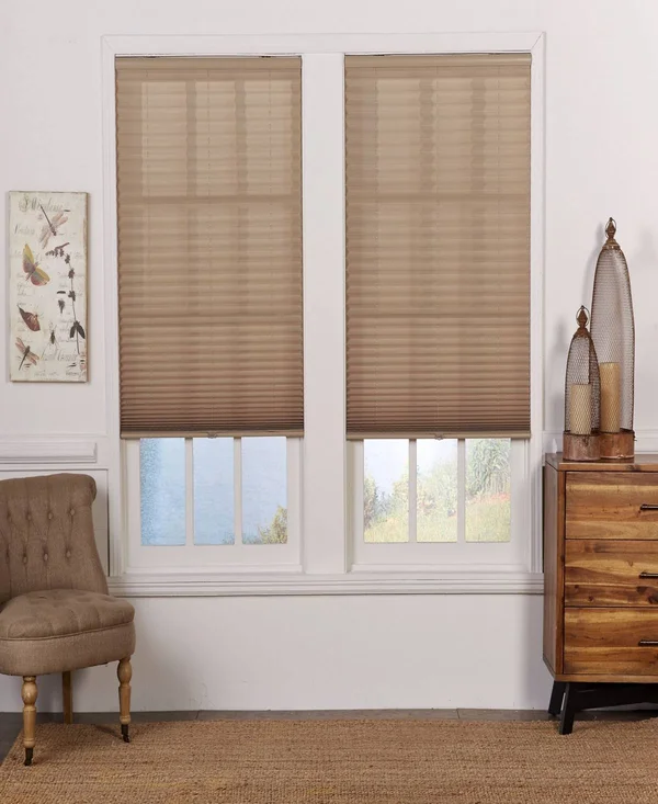 Cordless Light Filtering Pleated Shade, 25x64 - Camel