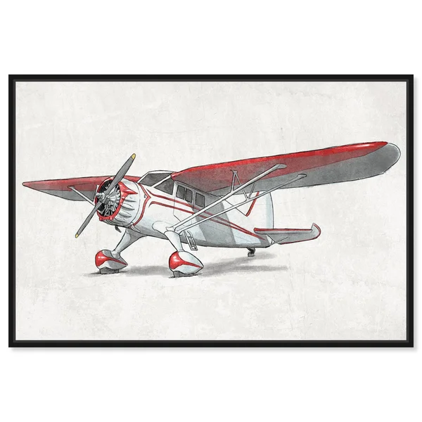 Oliver Gal 'Vintage Aviator II' transportation Wall Art Framed Canvas Print Airplanes - White, Red - 45 x 30 - Gold