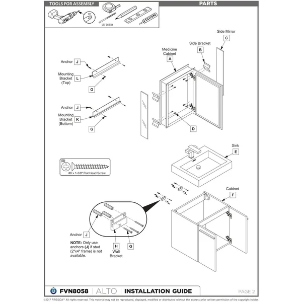 Fresca Alto White Modern Bathroom Cabinet with Integrated Sink, White