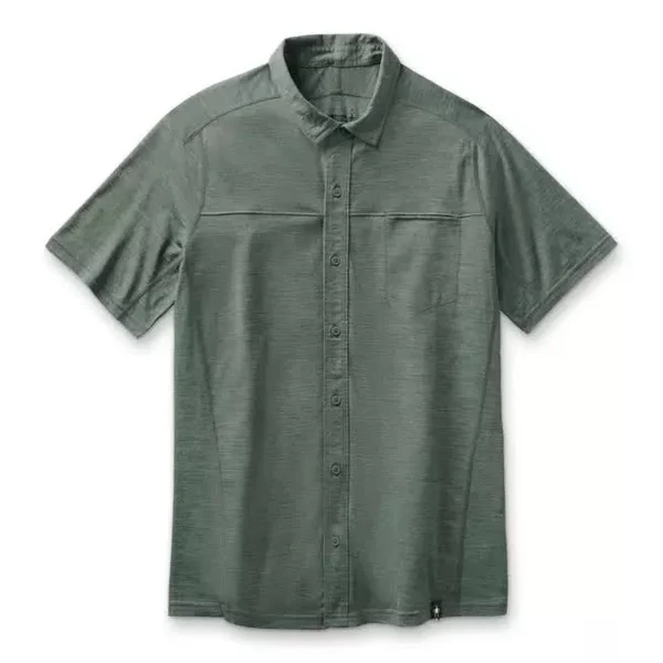 Smartwool Merino Sport 150 Short Sleeve Button Down Men's Clothing Sage Heather : XL