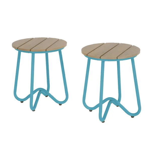 Novogratz Poolside Collection - Bobbi Outdoor Bistro Stools, 2-Pack, Turquoise, Blue