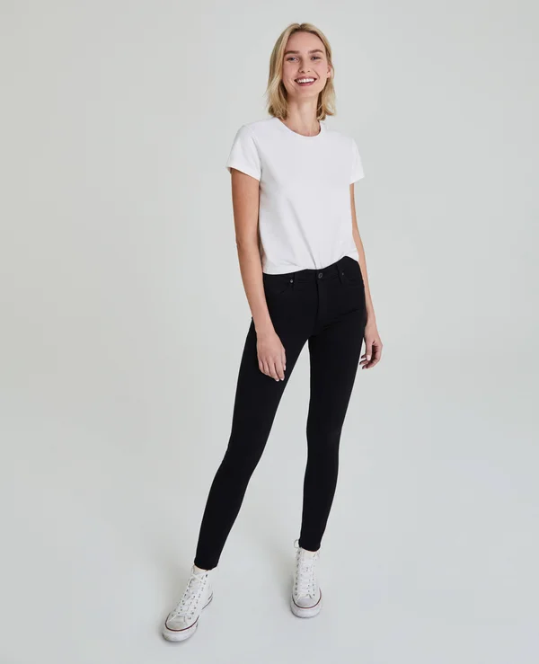 Ag Farrah High-Rise Sateen Pants, Black