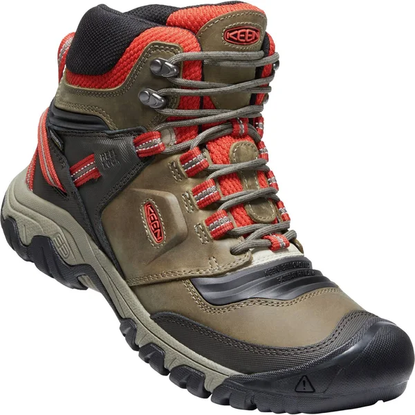 Keen Men's Ridge Flex Mid Waterproof Boot - 12 Wide - Dark Olive - Ketchup