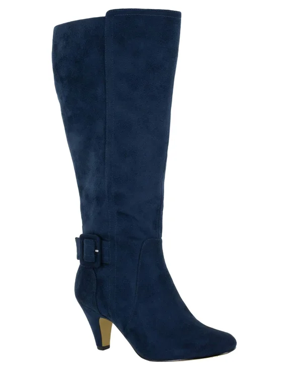 Bella-Vita Navy Suede Troy II Plus Dress Wide Calf Boots