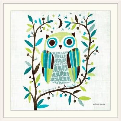 &Night Owl II Square& by Michael Mullan Painting Print Great Big Canvas Format: White Frame, Size: 32x22 H x 32x22 W x 1x22 D