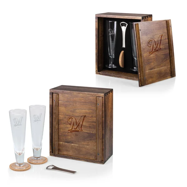 Milwaukee Brewers Pilsner Beer Gift Set for 2 - 12" x 10" x 5.3"