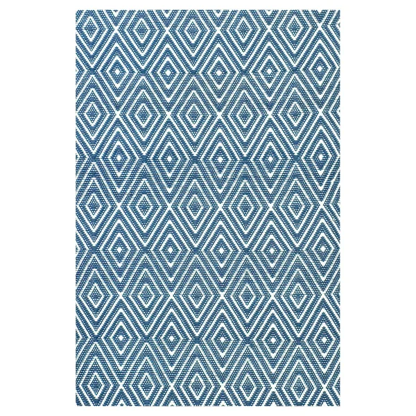 Dash & Albert Diamond Denim White Indoor/Outdoor Rug 2.5ft x 8ft