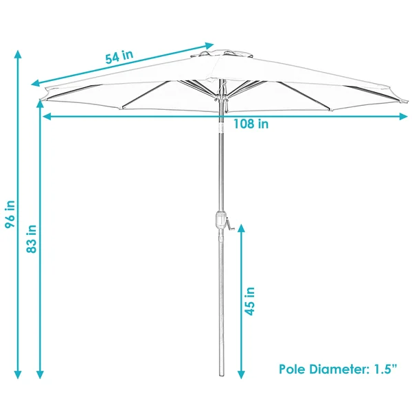Sunnydaze Aluminum 9 Foot Patio Umbrella with Tilt & Crank - Beige
