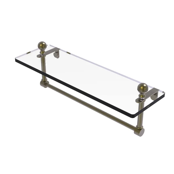 Allied Brass Mambo Glass Vanity Shelf with Integrated Towel Bar - Antique Brass - 16 inch