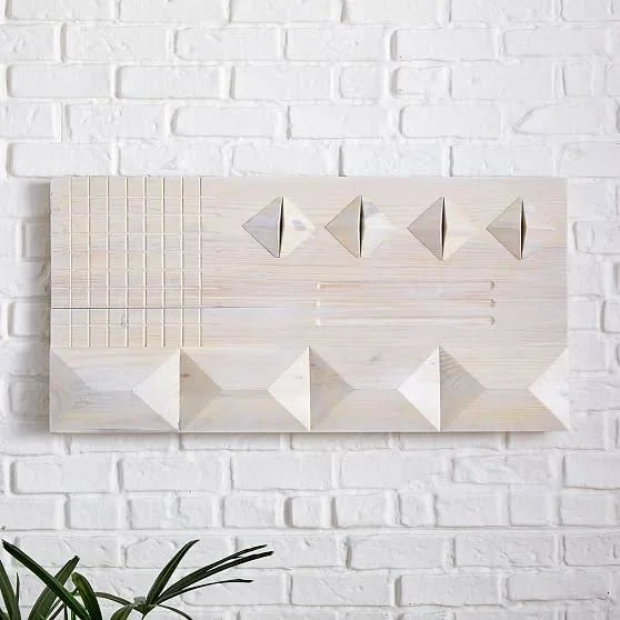 Carved Wood Wall Art, Panel 3, Natural, Wood, Large