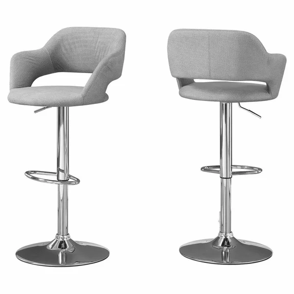 Monarch Specialties Grey with Chrome Metal Hydraulic Lift Bar Stool - Gray/Chrome