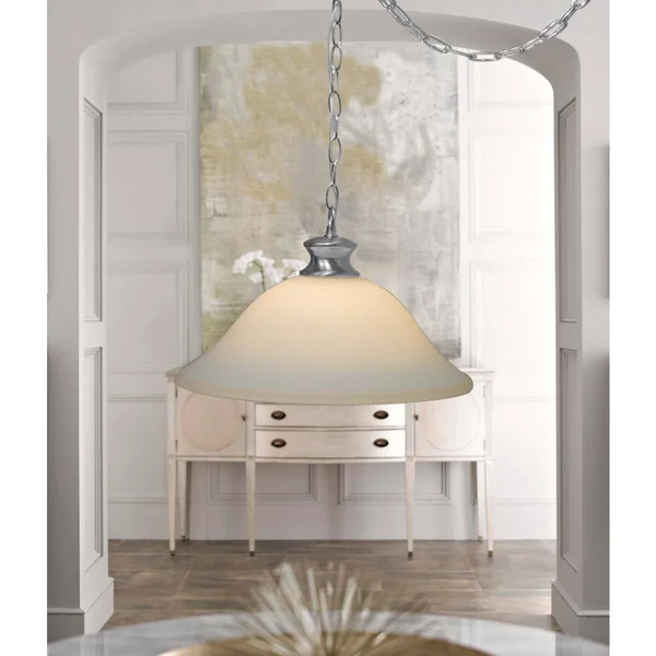 Glass Shade Swag Lamp Brushed Nickel