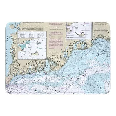Nautical Chart Falmouth Ma Rectangle Memory Foam Non-Slip Bath Rug Breakwater Bay