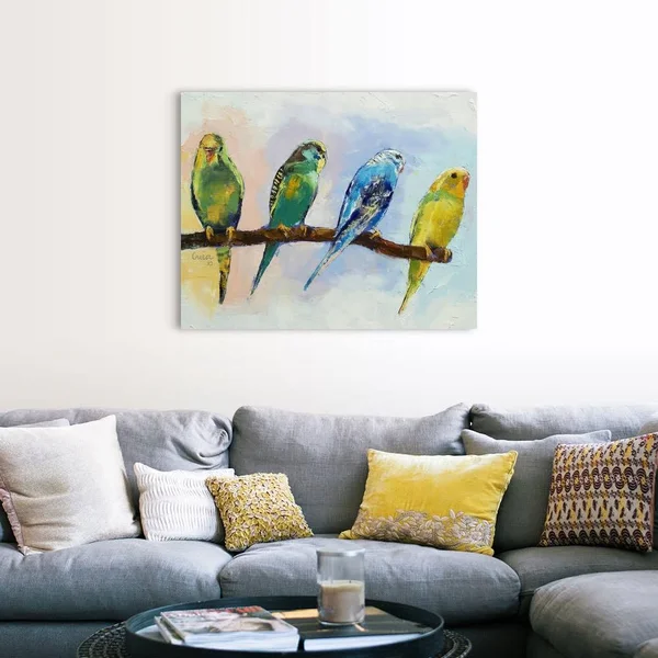 Four Parakeets, Canvas Wall Art, 45x36, Great Big Canvas