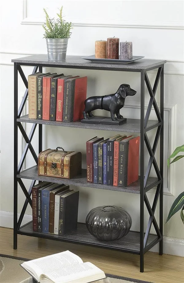 Convenience Concepts Tucson 4 Tier Bookcase, Weathered Gray
