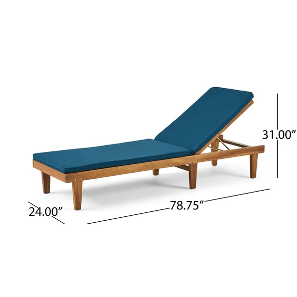 Nadine Outdoor Acacia Wood Chaise Lounge and Cushion Set by Christopher Knight Home - Teak Finish+Cream Cushion