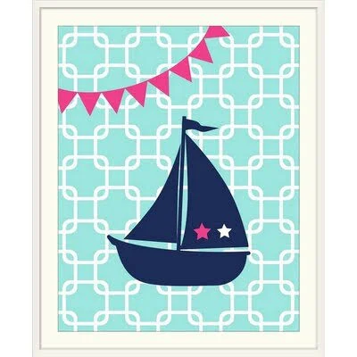 Aguayo &Sailboat Chain II Girl& by Tamara Robinson Graphic Art Print Sunside Sails Format: White Frame, Size: 32x22 H x 27x22 W