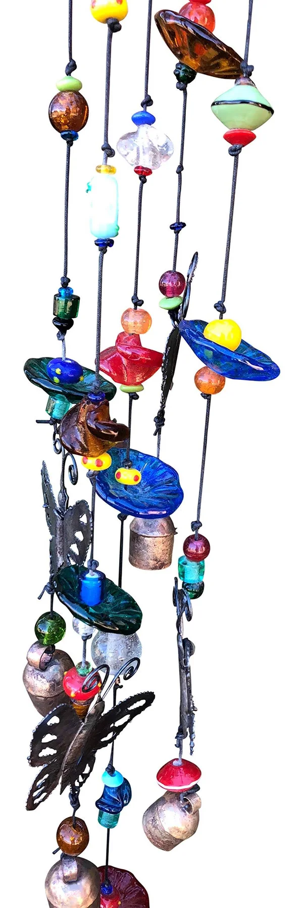 Nickanny's Butterfly Farm Large Glass Beads and Bells 50 in Long Wind Chimes with Nana Bells