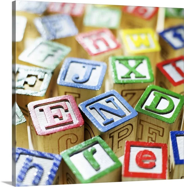 Close-up of Toy Building Blocks - Large Solid-Faced Canvas Wall Art Print, Great Big Canvas