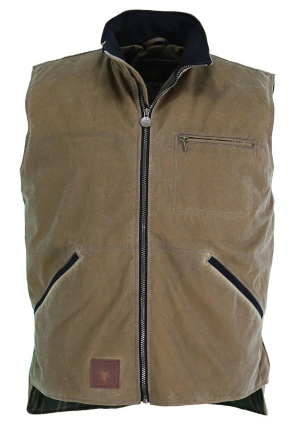 Outback Men's Trading Oilskin Sawbuck Vest - Tan, XL