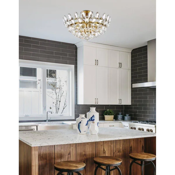Elegant Lighting 1105F18BR Emilia 18 inch Flush Mount in Brass