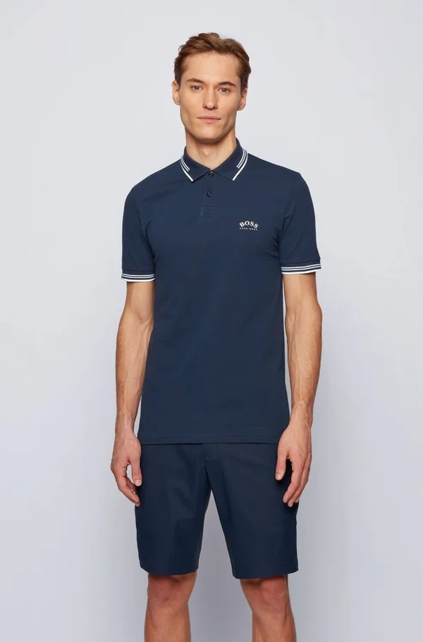 Boss Paul Curved Polo T Shirt Navy