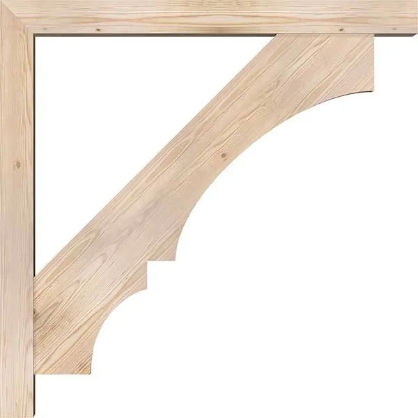 Ekena Millwork 1462162 5 1/2x22W x 44x22D x 44x22H Balboa Block Smooth Bracket w/ Offset Brace, Douglas Fir