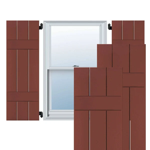 Ekena Millwork 2-Pack 12-in W x 49-in H Country Redwood Board and Batten Wood Western Red Cedar Exterior Shutters - RWB12X049RWW