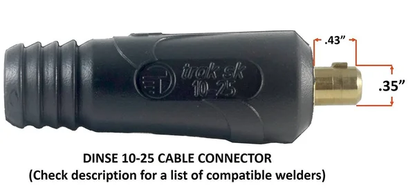 S蹵 150 Amp Welding Leads Assembly Set - Dinse 10-25 Connector - #4 AWG Cable (100 Feet each Lead)