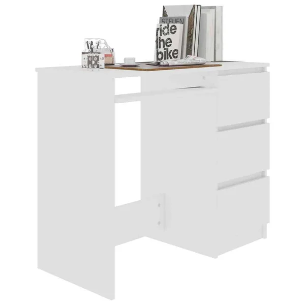 vidaXL Desk White 35.4x22x17.7x22x29.9x22 Chipboard - 801373