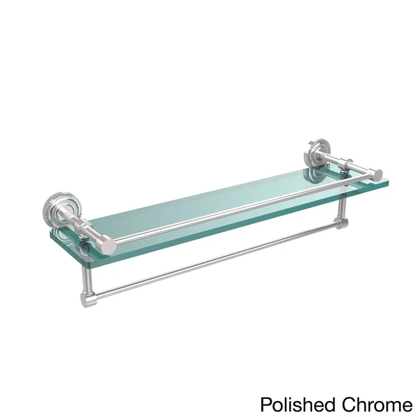 Allied Brass Dottingham 22x22 Gallery Glass Shelf with Towel Bar Polished Chrome