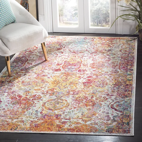 Safavieh CRS505A Crystal Light Blue - Orange Area Rug - 7& x 7& Square