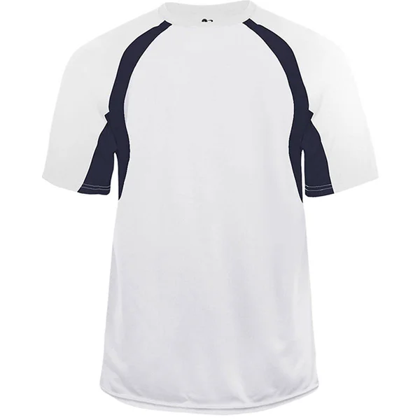 Badger Sport 4144 B-Dry Hook Tee - White/Navy, 3XL