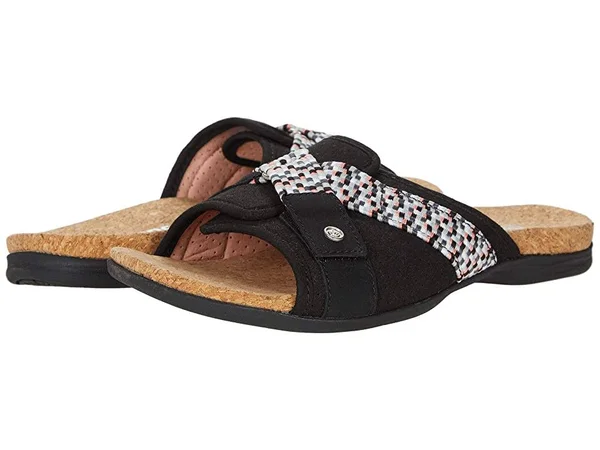 Spenco Orthotic Perforated Slide Sandal- Bonaire - Size 7 Wide, Black