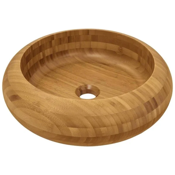 893 Bamboo Vessel Bathroom Sink with Faucet and Pop-Up Drain in Brushed Nickel 721
