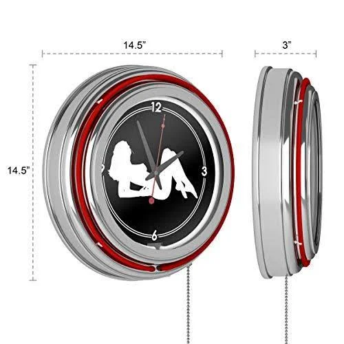 Shadow Babes - A Series - Clock w/ Two Neon Rings - Red