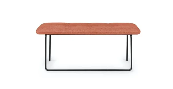 43x22 Tufted Red Fabric Bench - Metal Legs, Article Level Modern Furniture