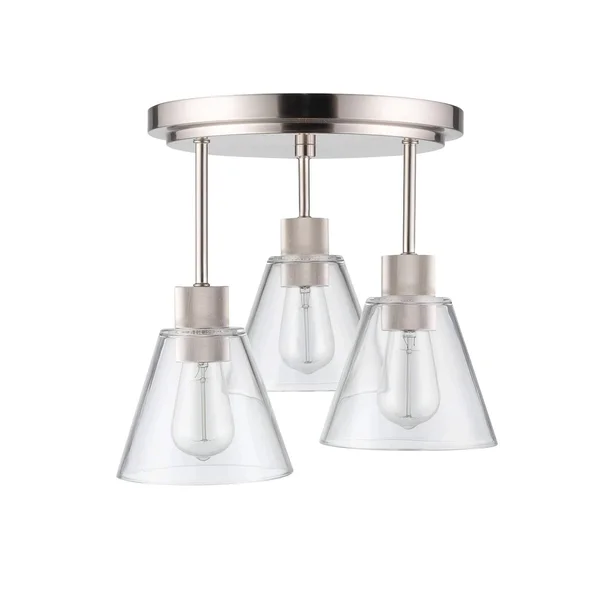 Globe Electric 60299 Flynn 3-Light Flush Mount Ceiling Light - Nickel