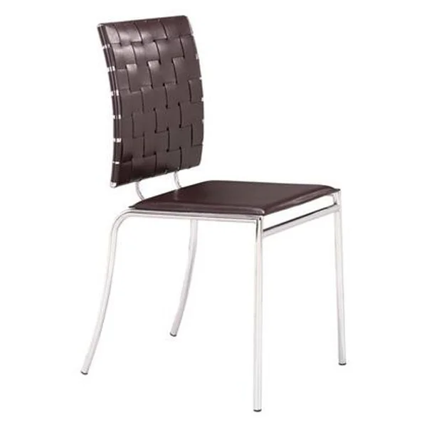 Dining Chair Espresso (Set of 4) - Leatherette Chromed Steel
